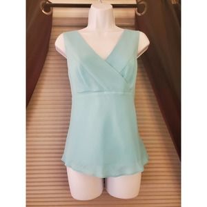 Talbots Size 12 Blue Silk Surplice Top